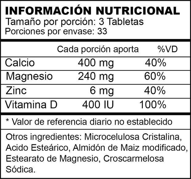 Cal - Mag - Zinc+ Vitamina D 400 MG 100 Tabletas Xtralife - Bioinfinitysas