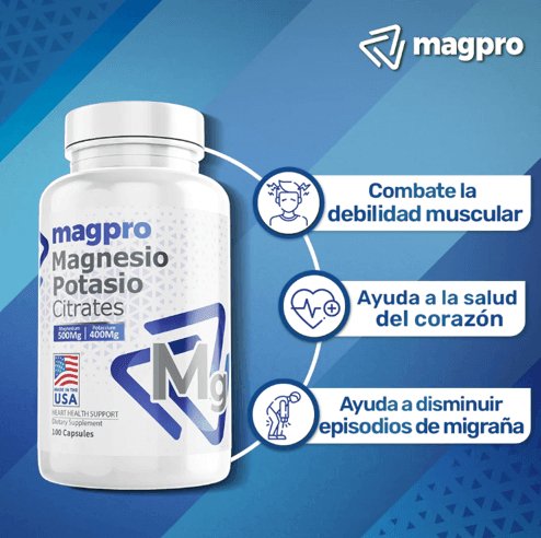 CITRATO DE MAGNESIO Y POTASIO 100 CAPSULAS MAGPRO - Bioinfinitysas