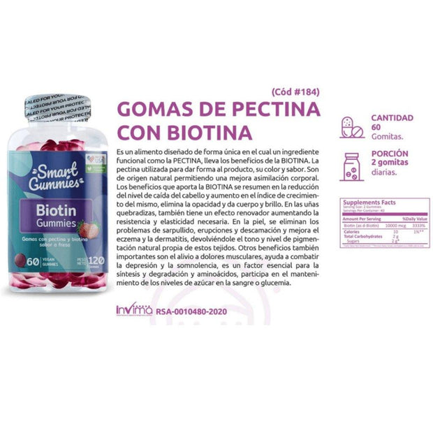 Biotina en Gomas sabor a fresa Smart Vitamins - Bioinfinitysas