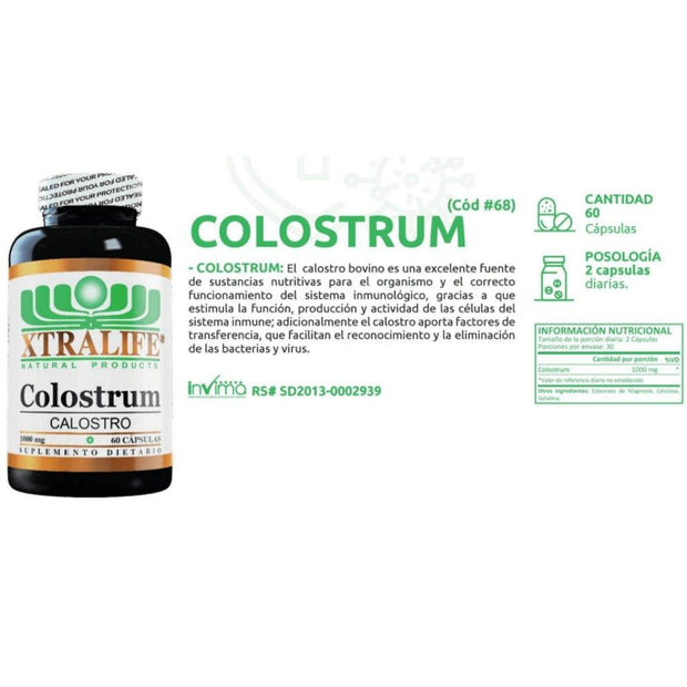 Colostrum 1000 Mg 60 Cápsulas Xtralife - Bioinfinitysas