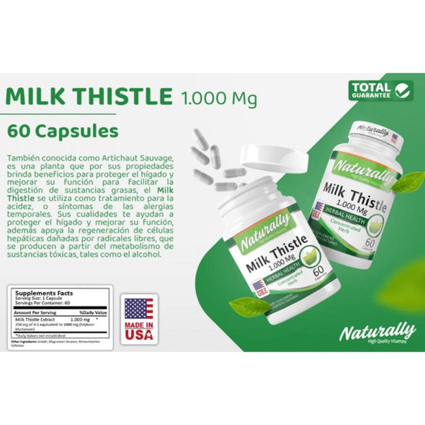 Milk thistle 1.000 mg 60 capsulas americano naturally - Bioinfinitysas