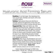 Sérum reafirmante de ácido hialurónico NOW Solutions - Bioinfinitysas