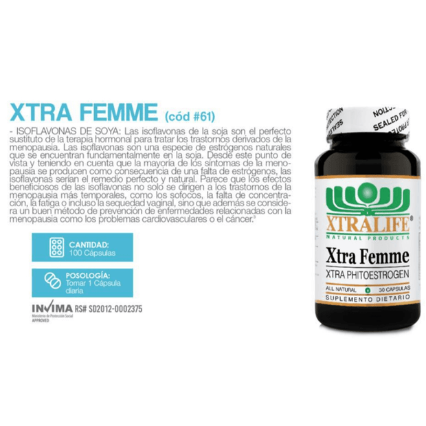 Vitamina Xtralife Tratamiento hormonal menopausia XTRA FEMME
